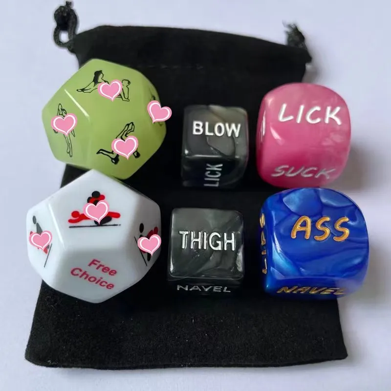 6 in set fun dice Luminous English Letter Carved Funny Couple Dice Erotic Posture Love Dice Sex position Sex Toys