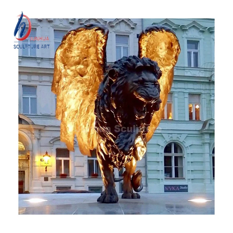 Outdoor Front Door Big Copper Brass Lion Statue Garden Decoration Antique Life Size Bronze Lion Statue Sculpture