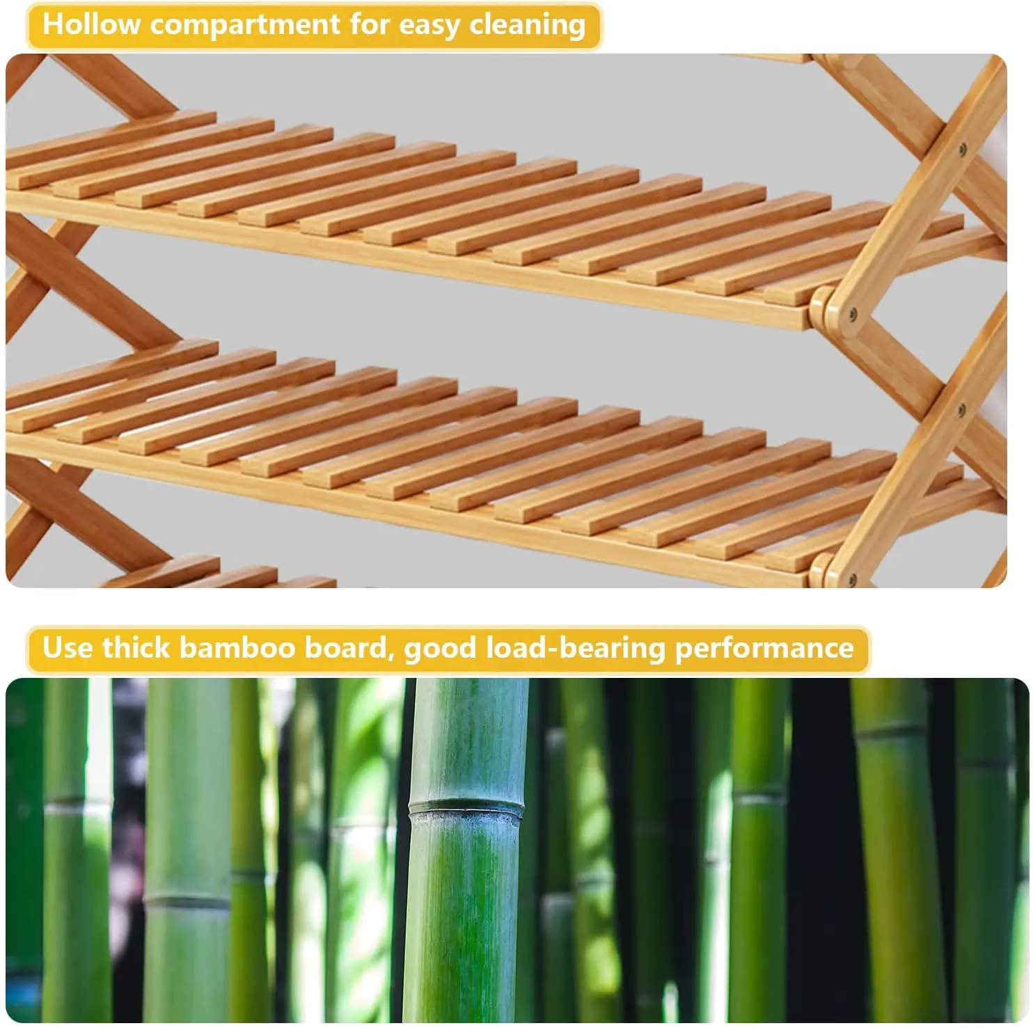 Wooden Foldable Shoe Rack Bamboo Shoes Storage Shelf Stackable Shoe Organizer Stackable Racks