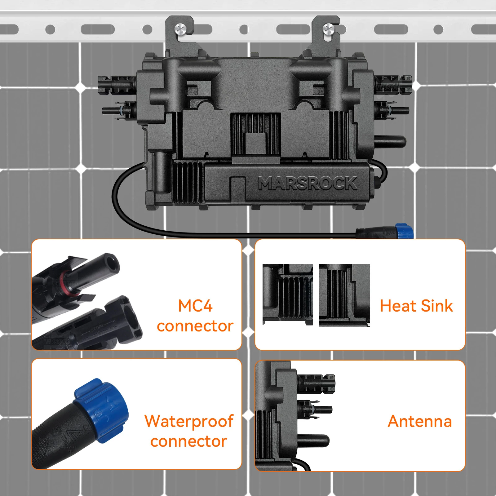 Hot Selling MarsRock Inverter IP67 1000W 2 MPPT Input 2 *17A Sub-1G CE/ROHS/FCC  Grid Tie Micro Inverter For Home Use