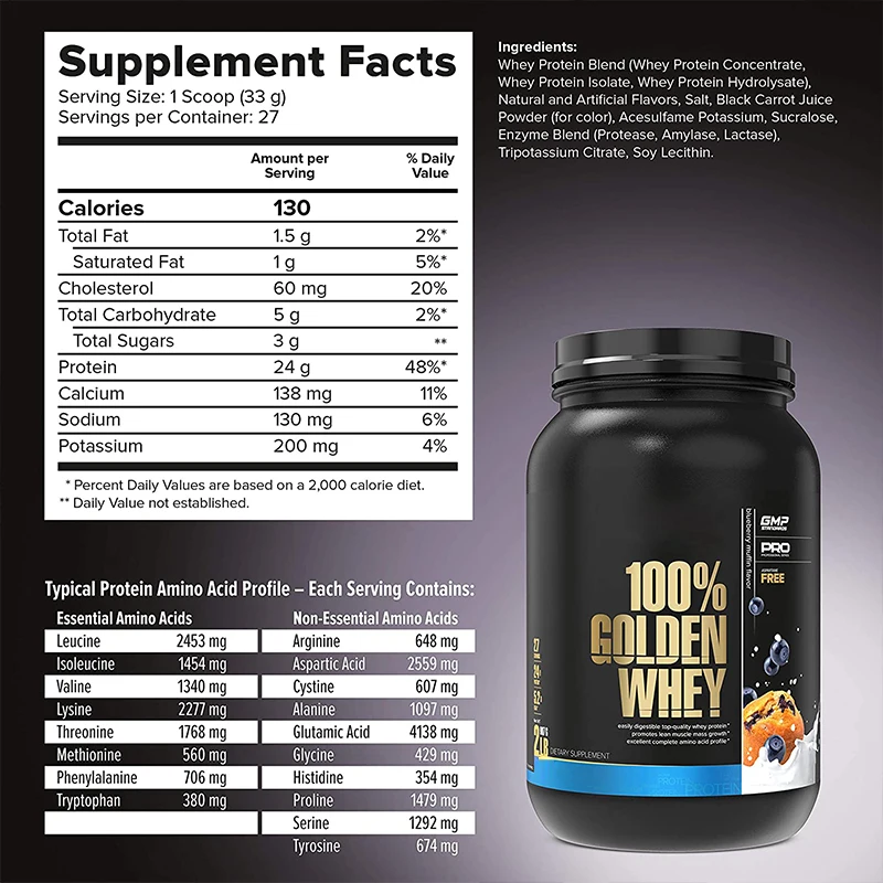 Китайский завод, прямые продажи, оптовая цена, рост массы мышц, золотой стандарт, 100% сывороточный протеиновый порошок