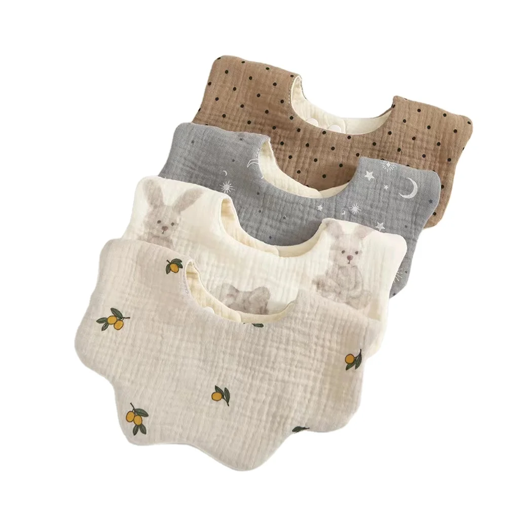 New Hanfeng 6-ply cotton gauze petal bib Zou Zou cloth mouth towel 360 degree newborn bib