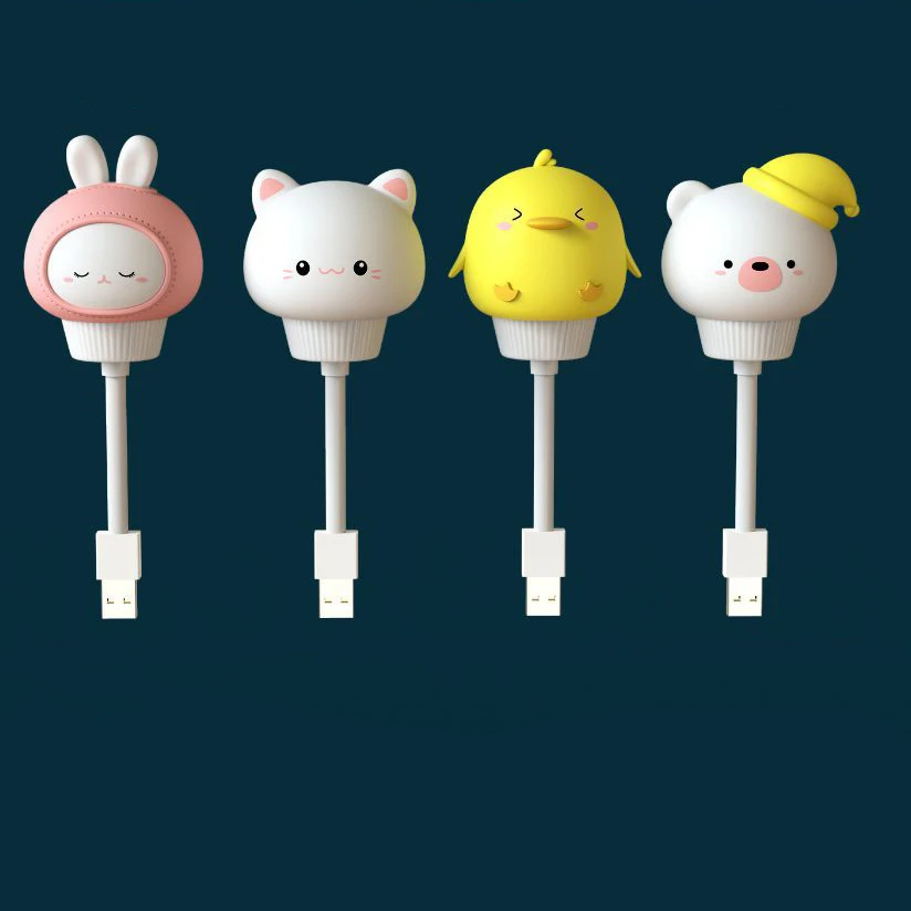 USB подключение милого медведя кролика датчик лампа ночник светодиодный с дистанционным автоматическим