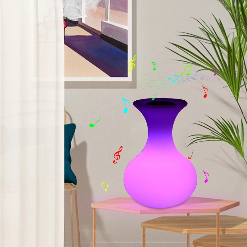 outdoor Portable LED Decoration Lamp With Speaker RGB 16 Colors Glowing LED Musical Lamp