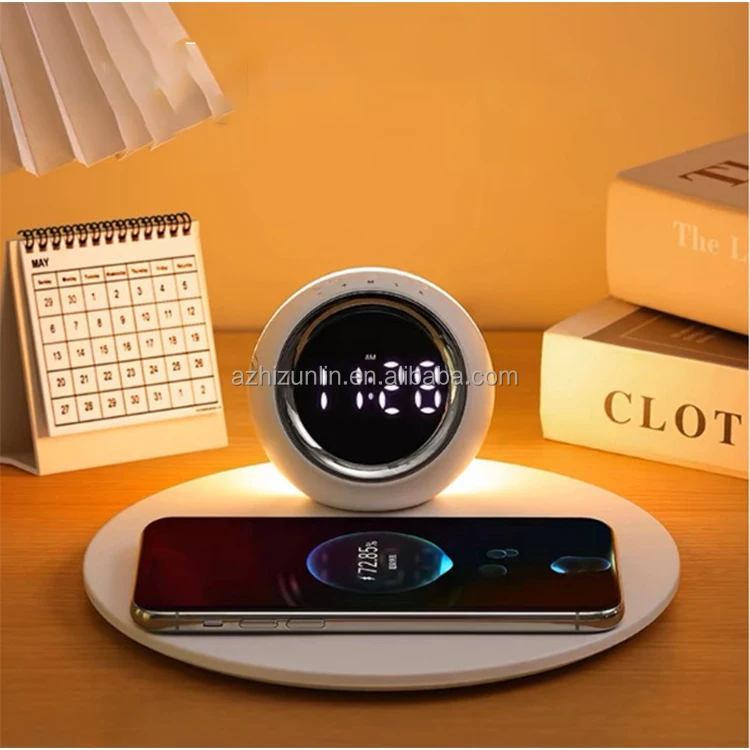 Новый Креативный светодиодный Bluetooth динамик сигнализация 3 в 1 Беспроводные часы 15 Вт Беспроводная зарядка с ночным светом