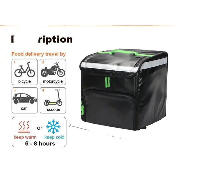 Custom Insulated Food Delivery Bag Pizza Delivery Backpack Bag Box Soft Sided Cooler Bags with Plastic Feet