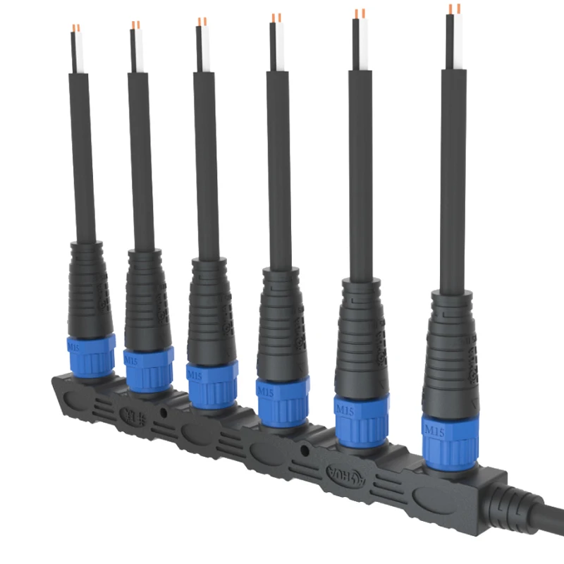 Customized Parallel Series Circuit Distributor  2pin M15 Waterproof Led Lighting Modules 2pin Female input Led Connector IP67 UL