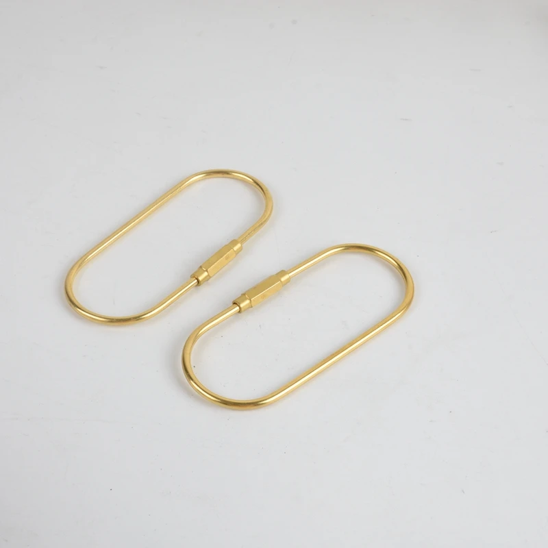 Karwo Oval Shape Brass Keychain Screw Lock Key Ring Carabiner Holder