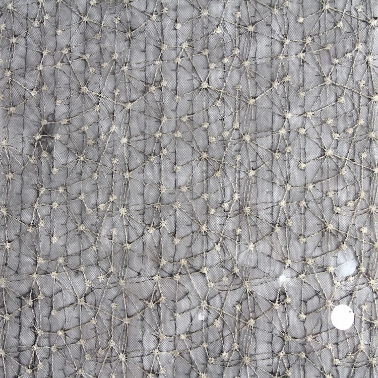 Vintage design textiles net tulle sequin fabric luxury large sequin fabric