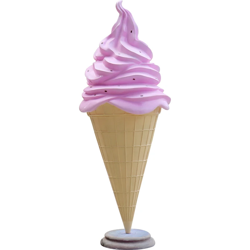 mall decoration Outdoor giant ice cream cones sculpture resin  fiber glass sculpture for ice cream donut decorations