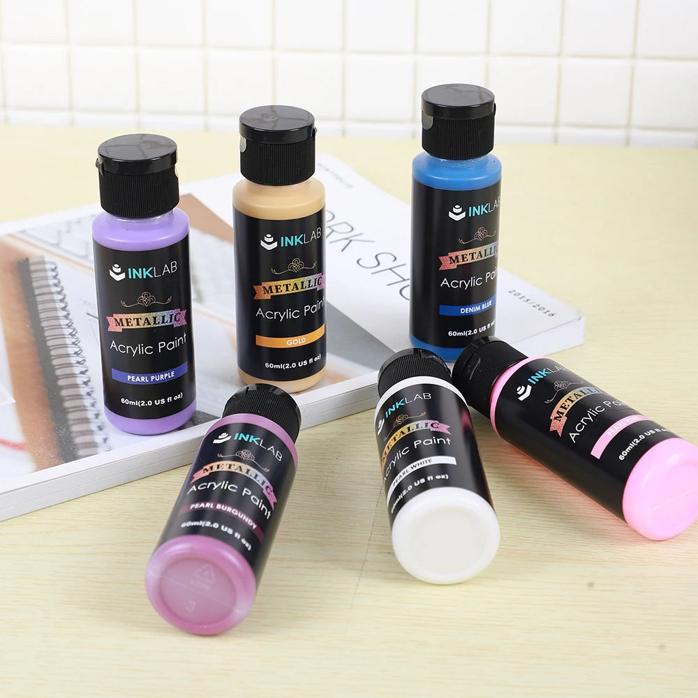 2021 Amazon Hot Sell 30/24/18 Pack 60ml Water-based Metallic Artists  Acrylic Paint Set