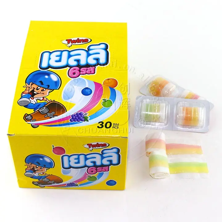 2pcs in 1 fruit Flavors soft gummy roll gummy candy in tablet