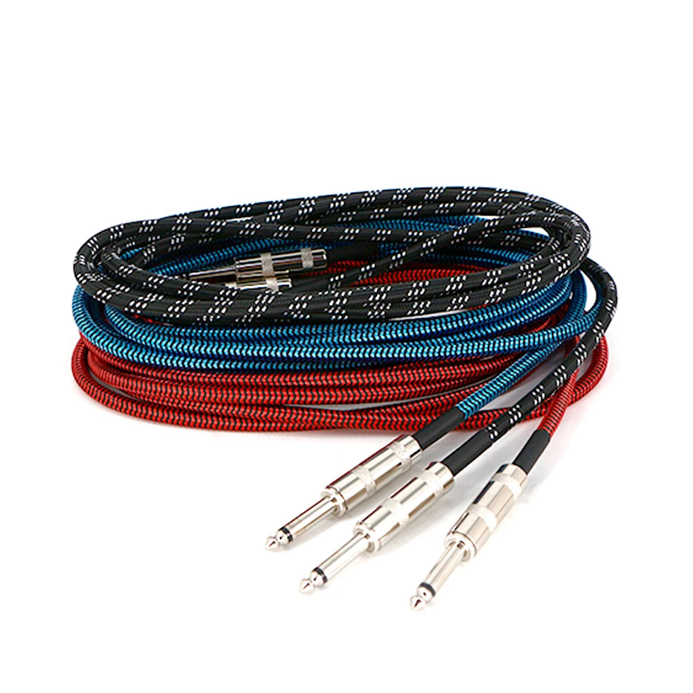 Guitar Parts Connector Nylon Braid 3M 6M 10M Guitar Cable Electric Instrument Bass Amp Cord  For Bass Guitars