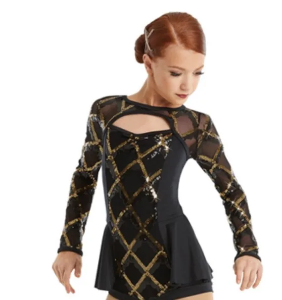 kids sequin jazz dance costumes adult stage ballet performance wear girls competition jazz long sleeve costumes