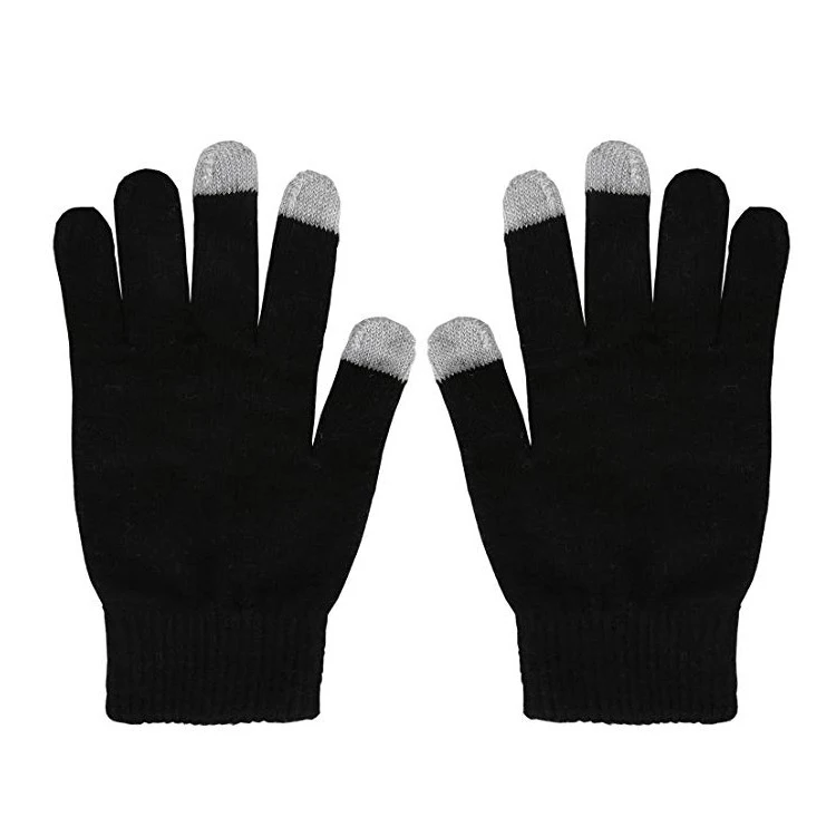 Cheap Custom logo Black Women Men Winter Touch Touch Screen Gloves Knitted Mitten