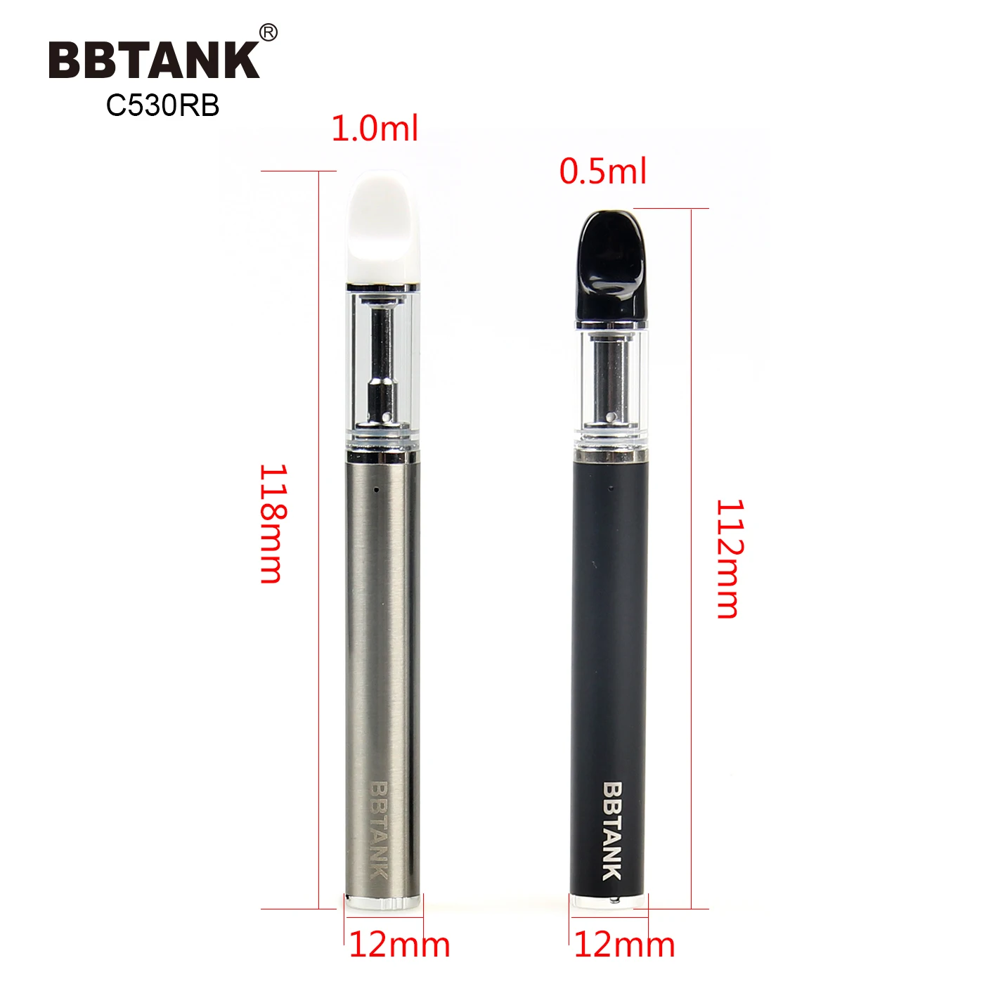 bbtank c530r 1 ml 0.5ml Wickless vape pen battery CBD rechargeable vaporizer pen