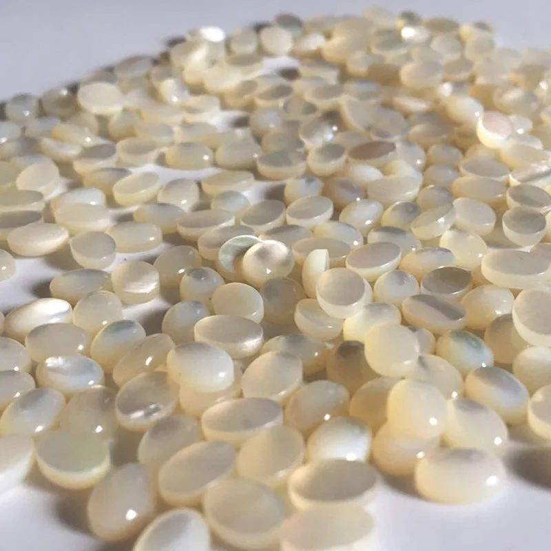 White Mother Of Pearl Shell Half Round Cabochons For Fine Jewelry Setting