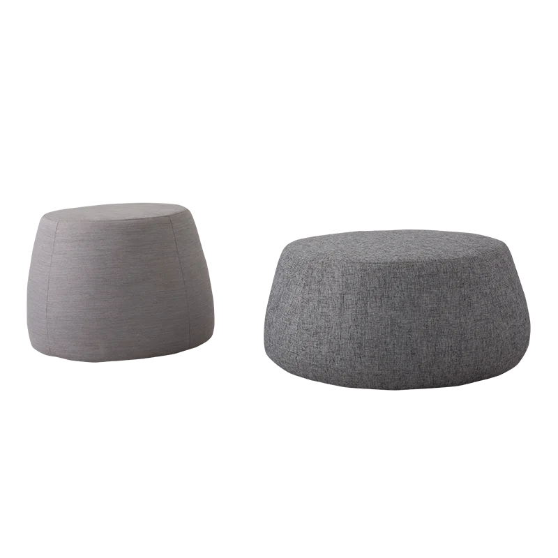 Modern Fabric Footstool Round Stool Ottoman Pouf