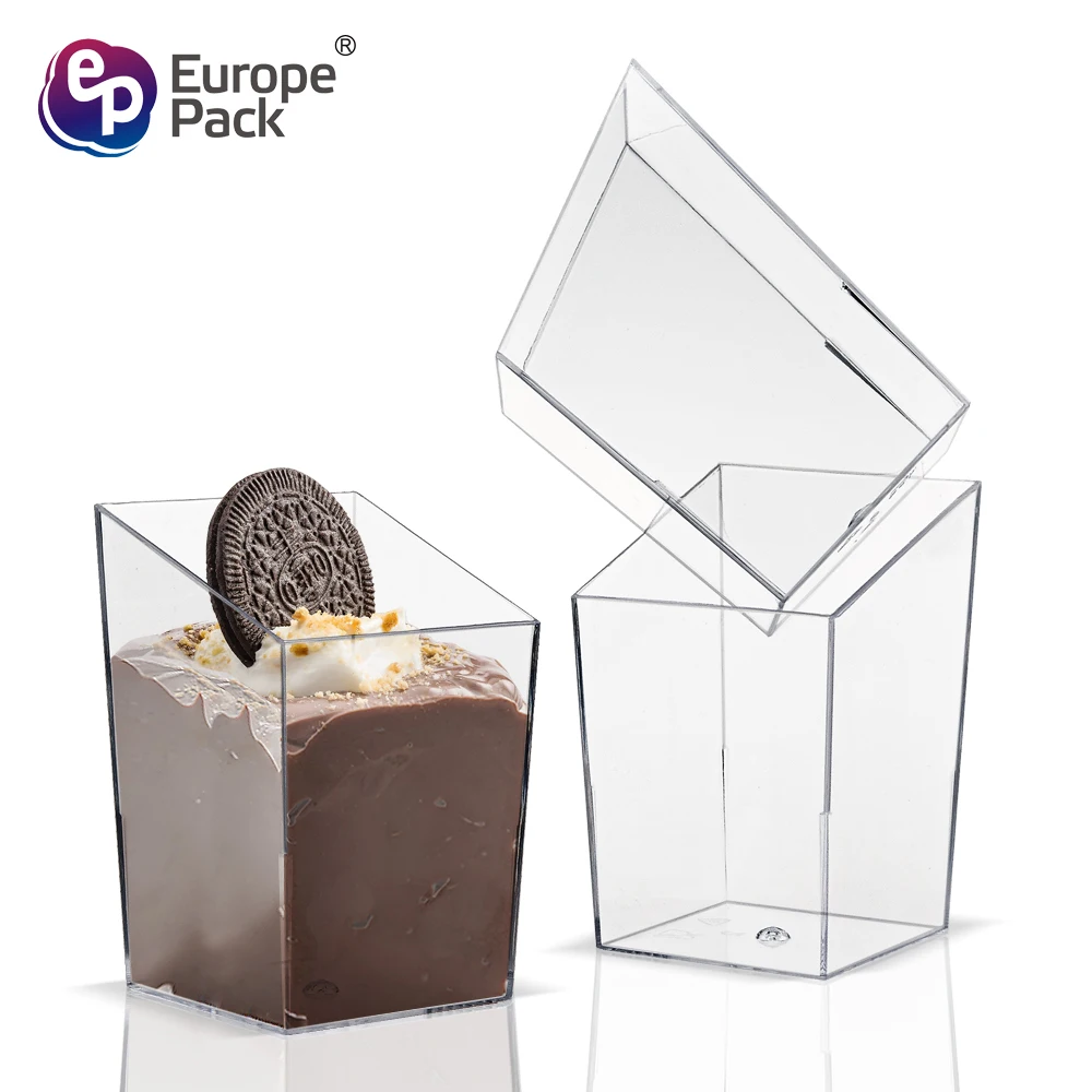 Mini dessert containers 2OZ plastic cup with spoons for cake jelly mouse
