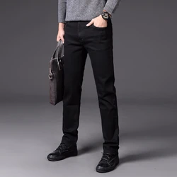 Джинсы мужские стрейчевые, деловые повседневные брюки из денима, классический стиль, черные, весна 2020