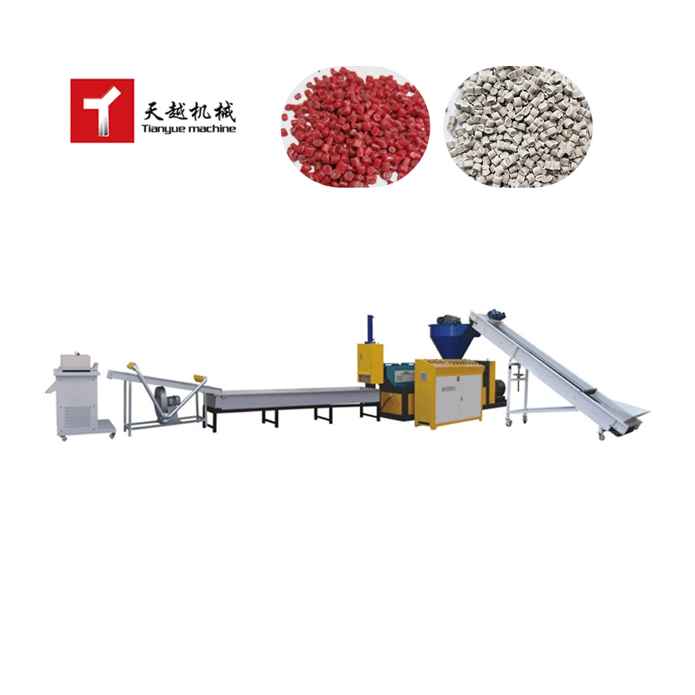 TIANYUE China High Yield ABS Pvc Ldpe Hdpe PP Air Cooling Pet Pelletizer Mini Granules Plastic Recycling And Granulating Machine