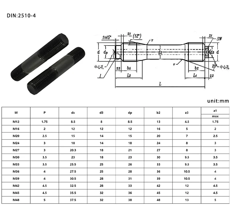 M4 M6 M8 M10, M12 M14 M16 stainless steel carbon steel zinc plated stud bolt double-ended stud bolts double ended bolts/