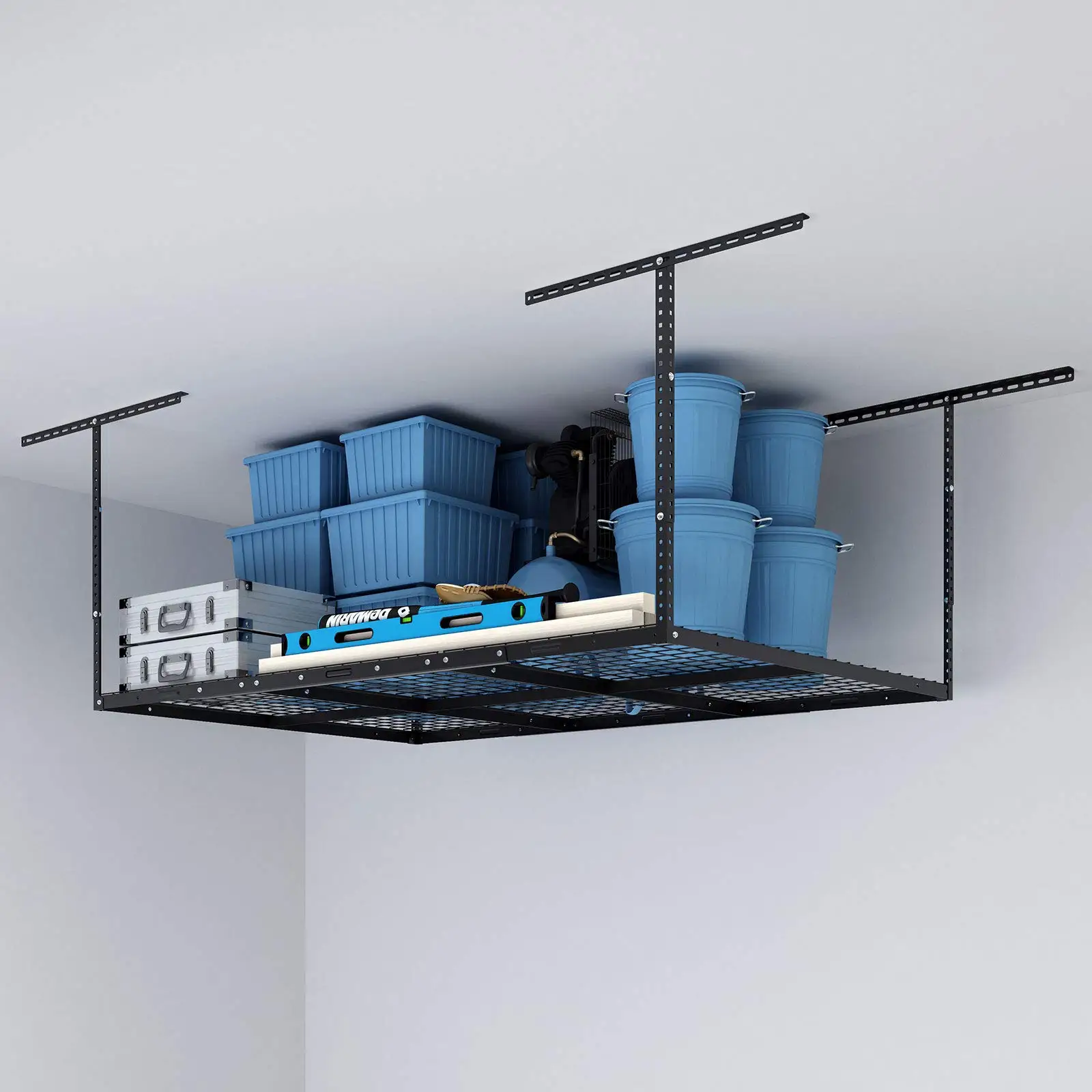 Adjustable Garage Ceiling Organization System FLEXIMOUNTS 4x8 Overhead Garage Storage Rack