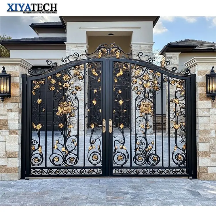XIYATECH High Quality Manufactures Custom Luxury Outdoor Main Beautiful Door House Stylish Wrought Iron Gate Design for Home