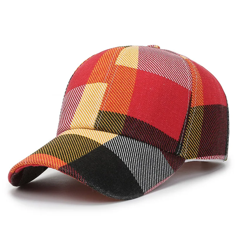 YJL New Design Unisex Pattern Plaid Sports Caps Outdoor Sunscreen 6 Panel Golf Running Hats Caps Baseball Caps