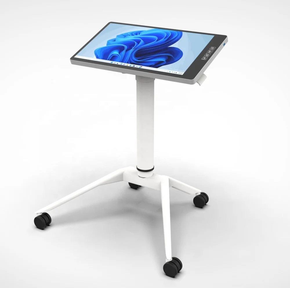 Modern office room equipment high tech digital lectern podium with Power over Ethernet & pneumatic lifting for visual presenter