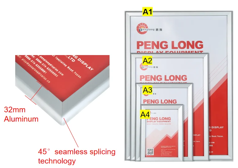 Cheap A0 A1 A2 A3 A4 18*24 inch wall mount single side aluminum snap poster picture frame