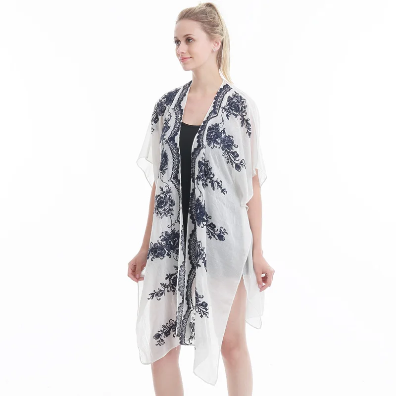 Fashion women poncho embroidery ruana shawl cloak