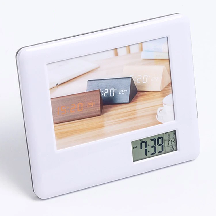 
KH-CL049 Wholesale Plastic Picture Photo Frame with LCD Digital Alarm Clock 