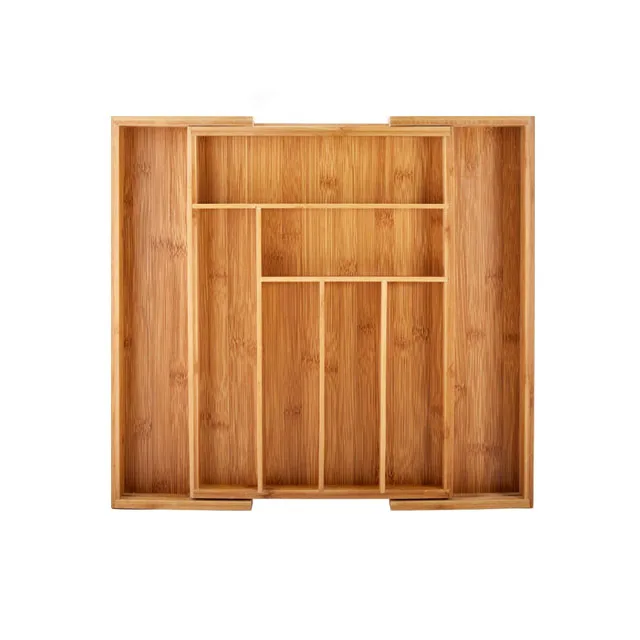 Kitchen Bamboo Storage Box Drawer Organizer for Utensils Holder tableware rack multifunctional cabinet Adjustable Cutlery Tray
