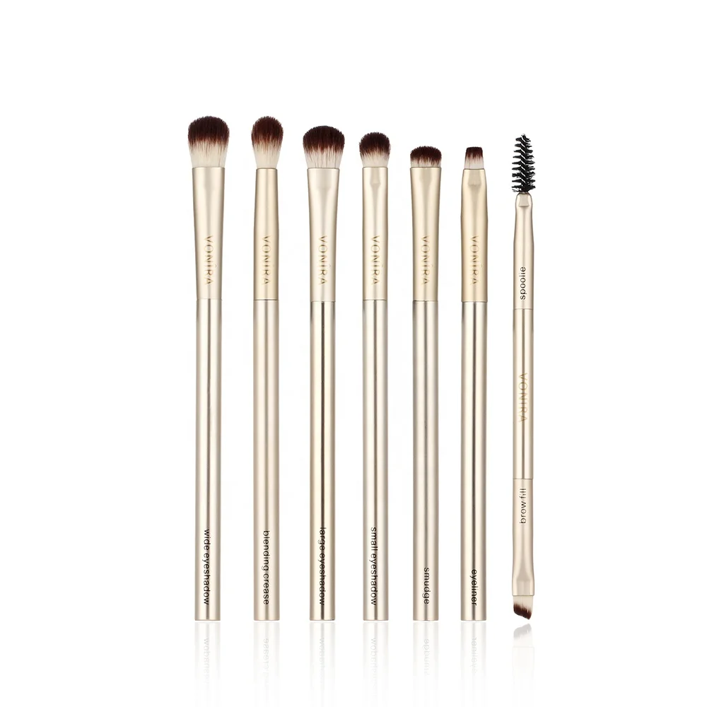 Vonira Beauty Custom OEM Gold Collection Complete Eye Makeup Brushes Set Brochas de Maquillaje Esenciales Para Sombra de Ojos