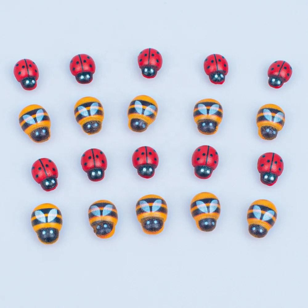 Plant Tree Wooden Ladybugs Shape Sponge Self-Adhesive Stickers Wood Craft Landscape Decoration Toy for Scrapbooking Home Garden