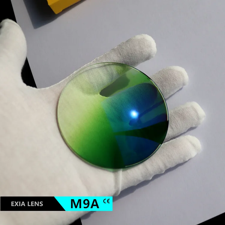 EXIA M9A Sun Glasses Lens 1.61 Index Green Color MR-8 Anti-impact SHMC Blue Coated UV400 Base Curve 3 Quality AB