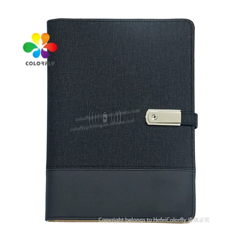 High Quality Power Bank Notebook Custom Inner Paper Diary Planner Notebook with power bank and usb flash drive