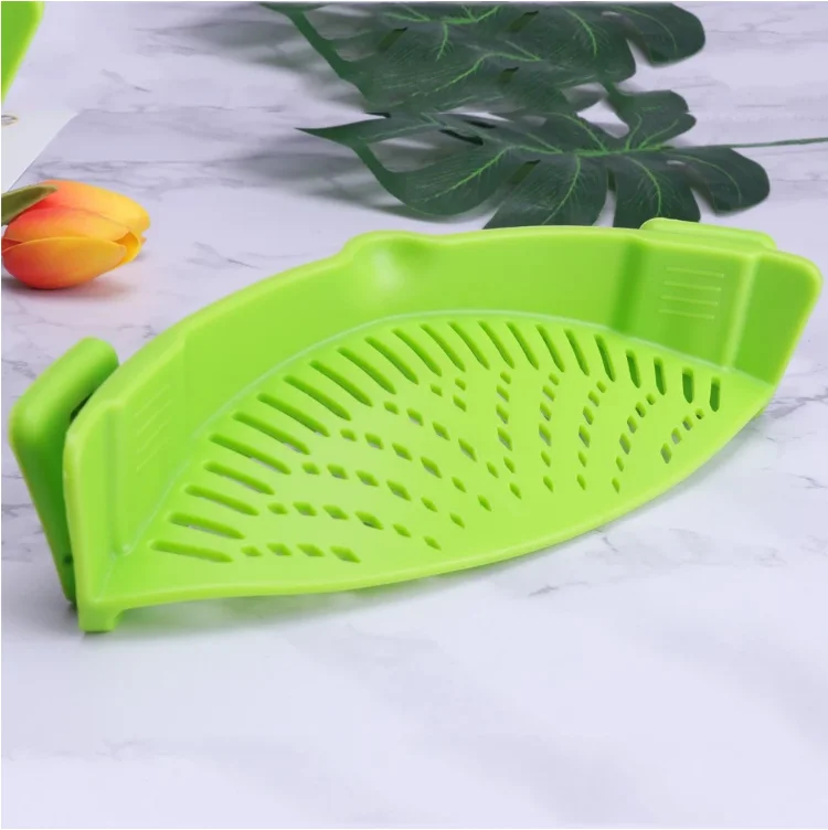 Clip On Kitchen Heat Resistant Silicone Flat Strainer For Pot