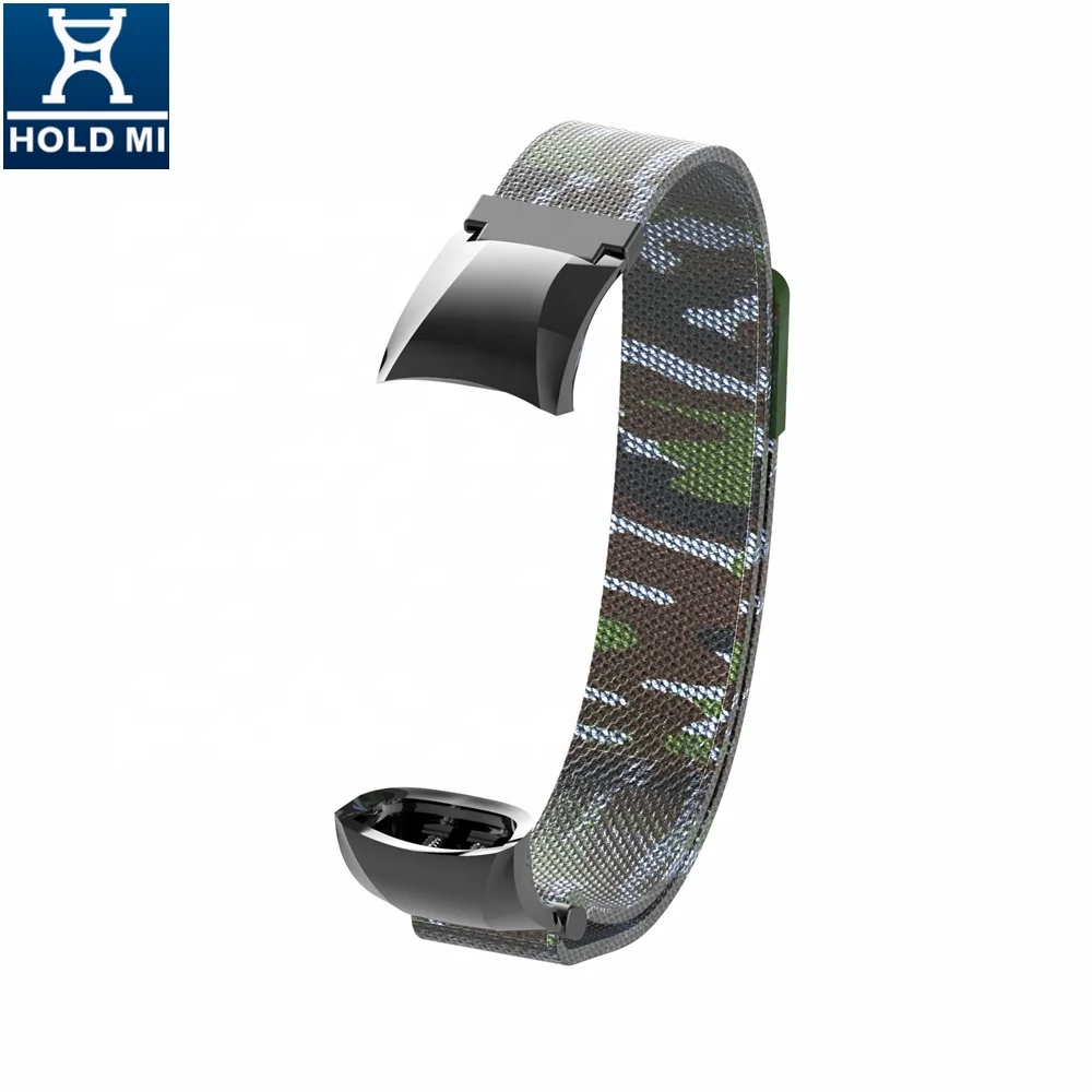 Customized HOLDMI 7084 series Green Camouflage color SS milanese strap band for HUAWEI band 4