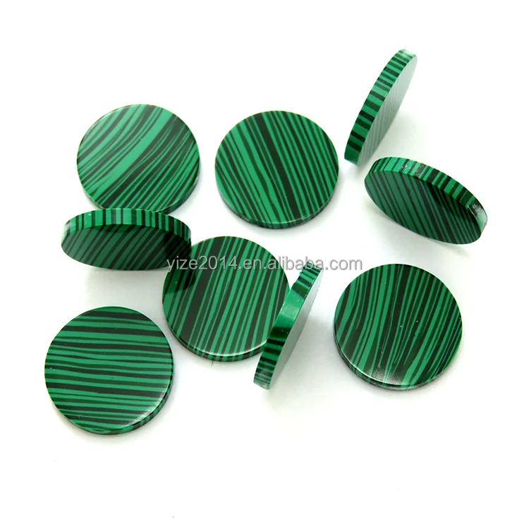 Fancy flat back disc round 15 mm gemstone flat beads malachite stone price synthetic malachite sheets for jewelry making