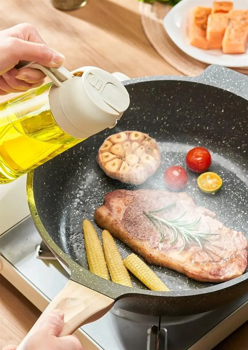 2024 Kitchen Oil Bottle Tool 2-in-1 Olive Oil Dispenser Bottle Quality Cooking Glass Spray Bottle