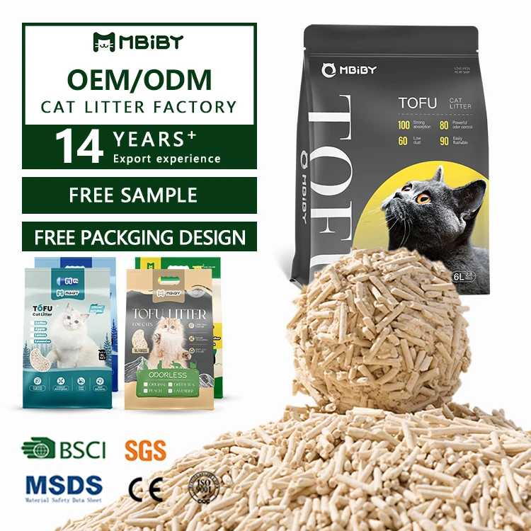 2024 New Trend OEM&ODM Factory Wholesale Clumping Clay Premium Cat Litter Tofu Cat Litter Dust Free Melt Water 6L Customization
