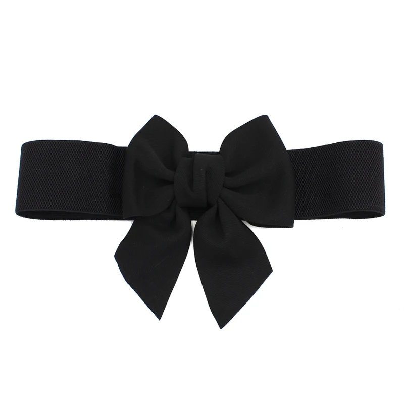 Women Fashion Bowknot Cummerbunds Elastic Belt Wide Stretch Waistband Waist Fabric Belt for Lady