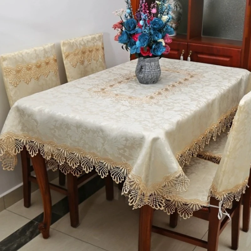 Factory Direct Selling Customized Polyester Elegant Wedding Hotel Embroidered Lace Tablecloth