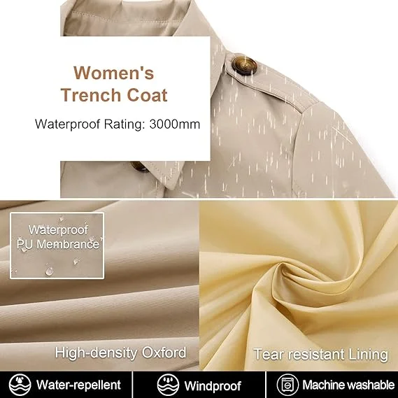 AQTQ  Wholesale Fashion New Spring Autumn Ladies Overcoat Long with Belt Trench Coat Slim Outerwear Coat For Women