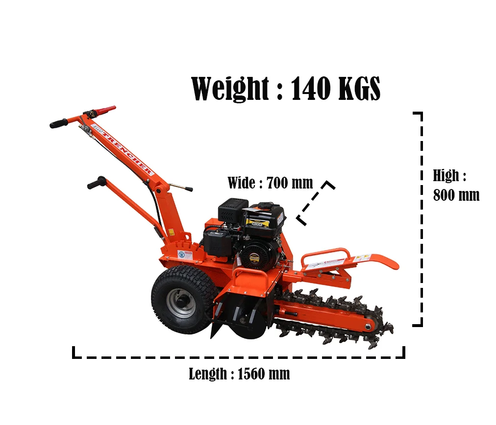 Custom TUV CE Approved High Efficient Trencher Super Durable 7HP Gasoline 4.1KW Chainsaw Trencher Machine Digger Mini Trencher