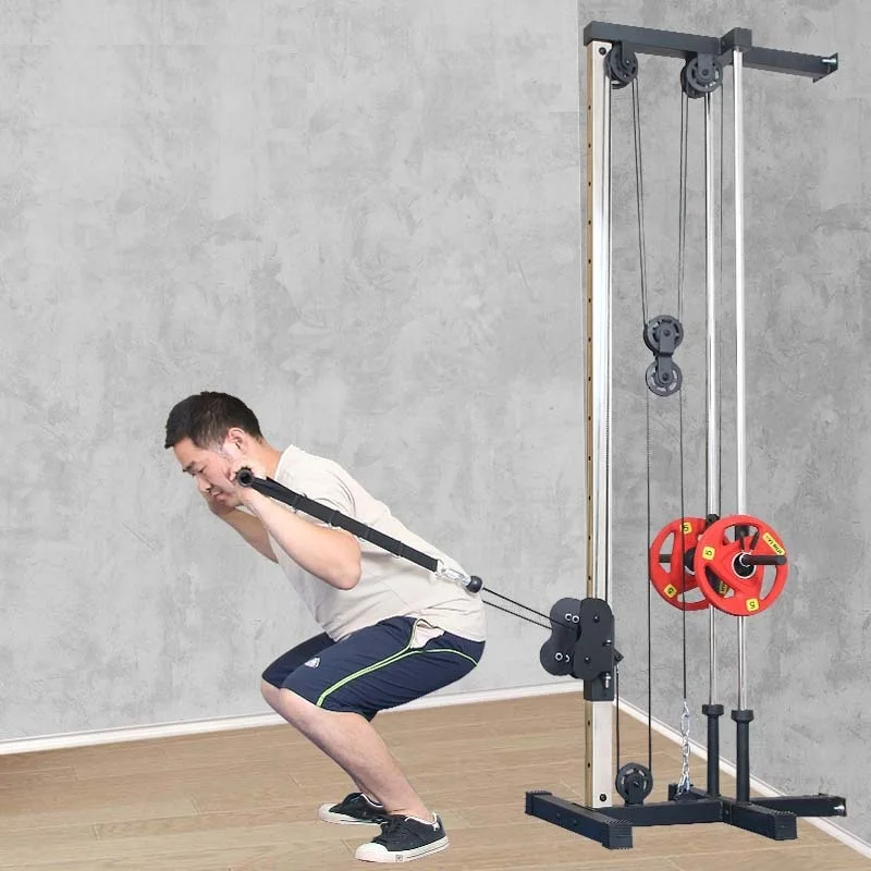 Fitness Training and Tower Cable Station Dual Pulley System Wall Mounted Lat Pulldown Machine