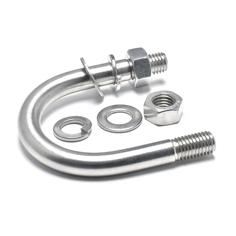 SUS304 A2 Grade 8 Marine Boat Ship Pipe Clamp M6 M8 M10 M12 Trucks Square Stainless Steel U Bolt