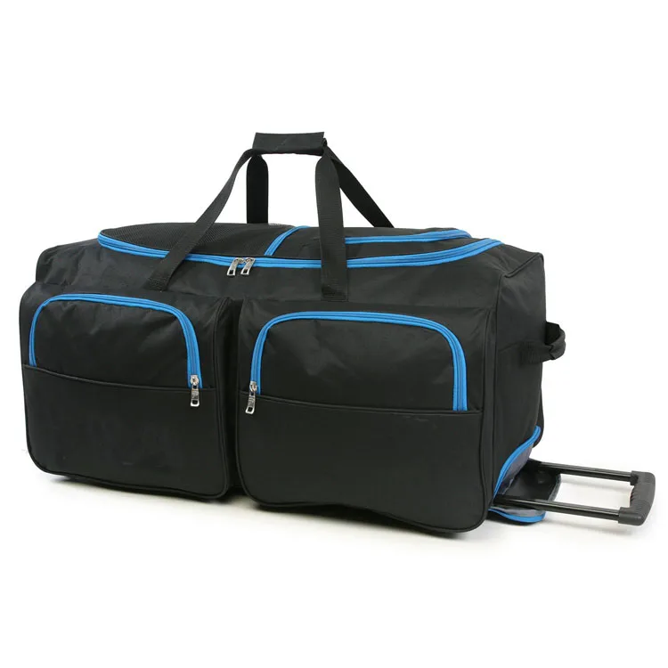 Large Rolling Duffel Bag Waterproof Expandable Double Zipper Business Luggage Trolley Travel Bag with Removable Wheels